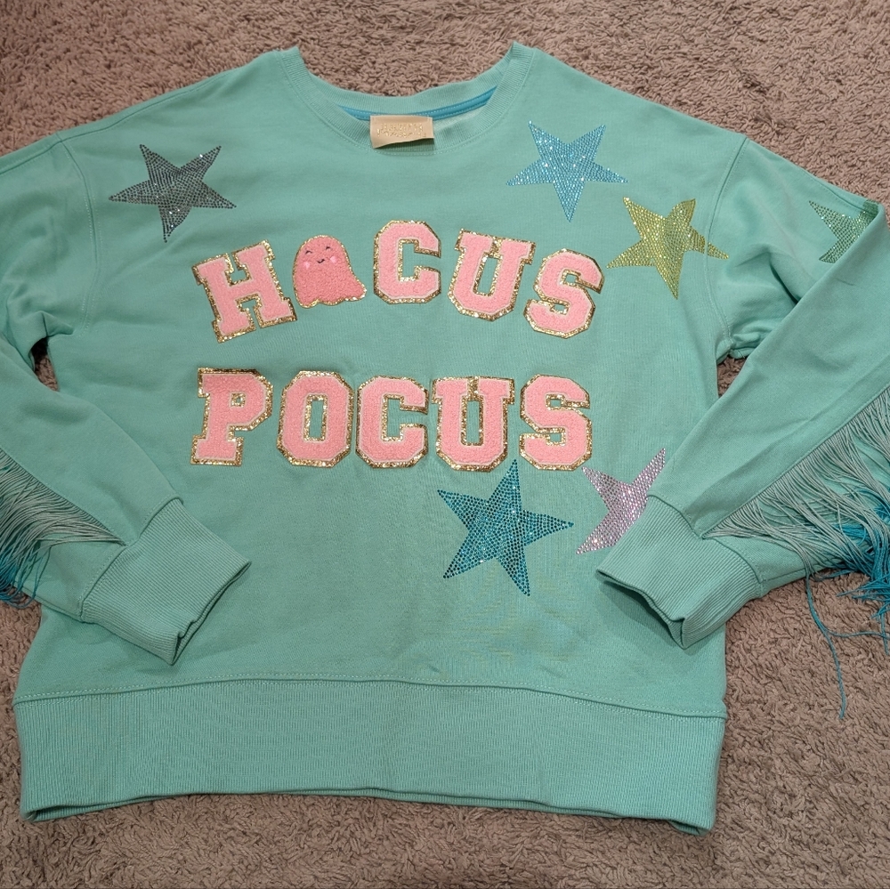 Judith March Halloween Hocus Pocus Sweatshirt with Fringe